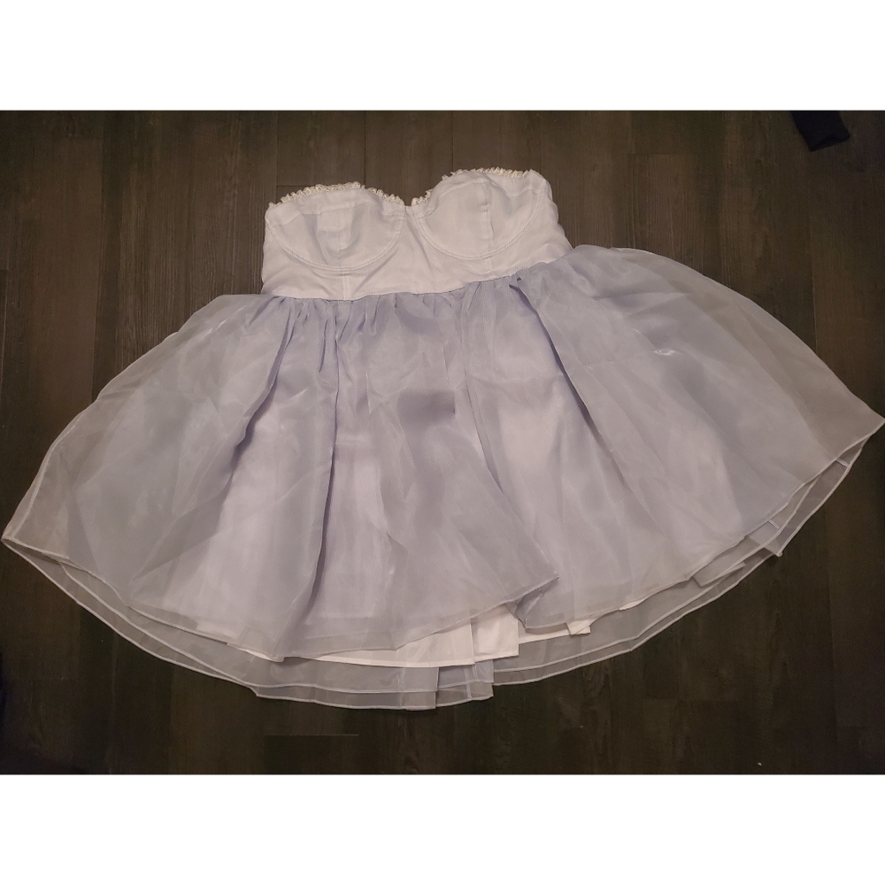 Selkie 4x Roccoco Corset baby blue strapless puff pinstripe